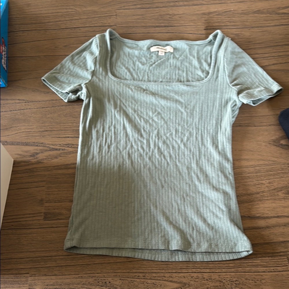 Madewell Women's Ribbed Square Neck Top - Light Green
